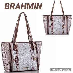 SALE💥💥NEW‎ BRAHMIN MEDIUM ASHER CROC-EMBOSSED LEATHER SATCHEL SHOULDER BAG